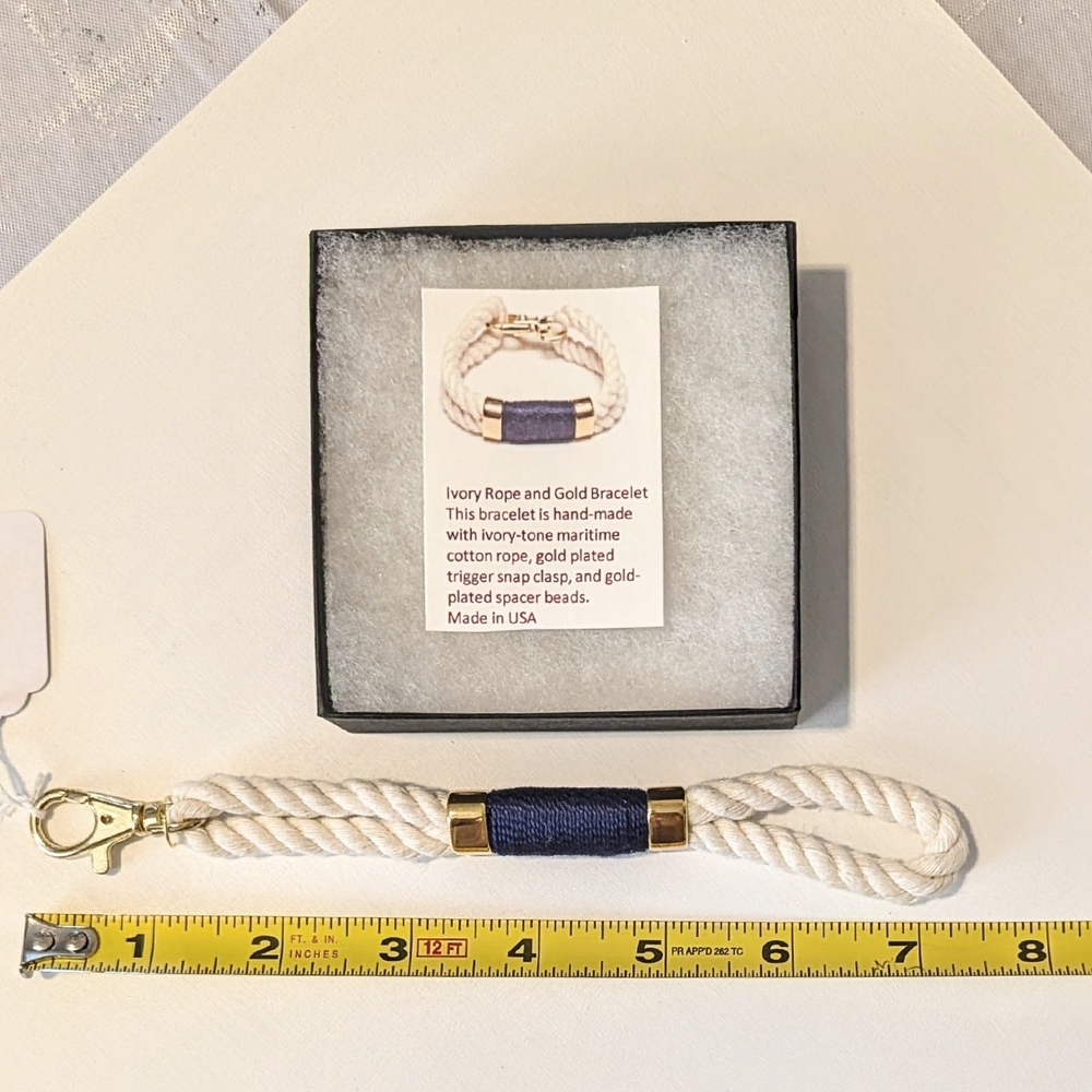 Ivory and Gold Rope Bracelet - Picture 3 of 3